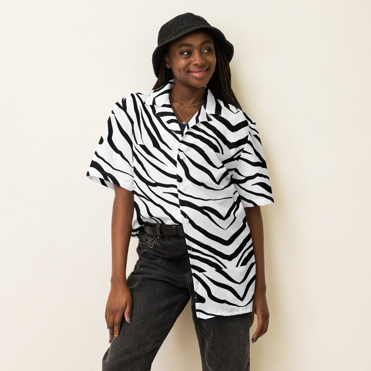 Striped Zebra Vibrance Button Shirt - FLAKOUT