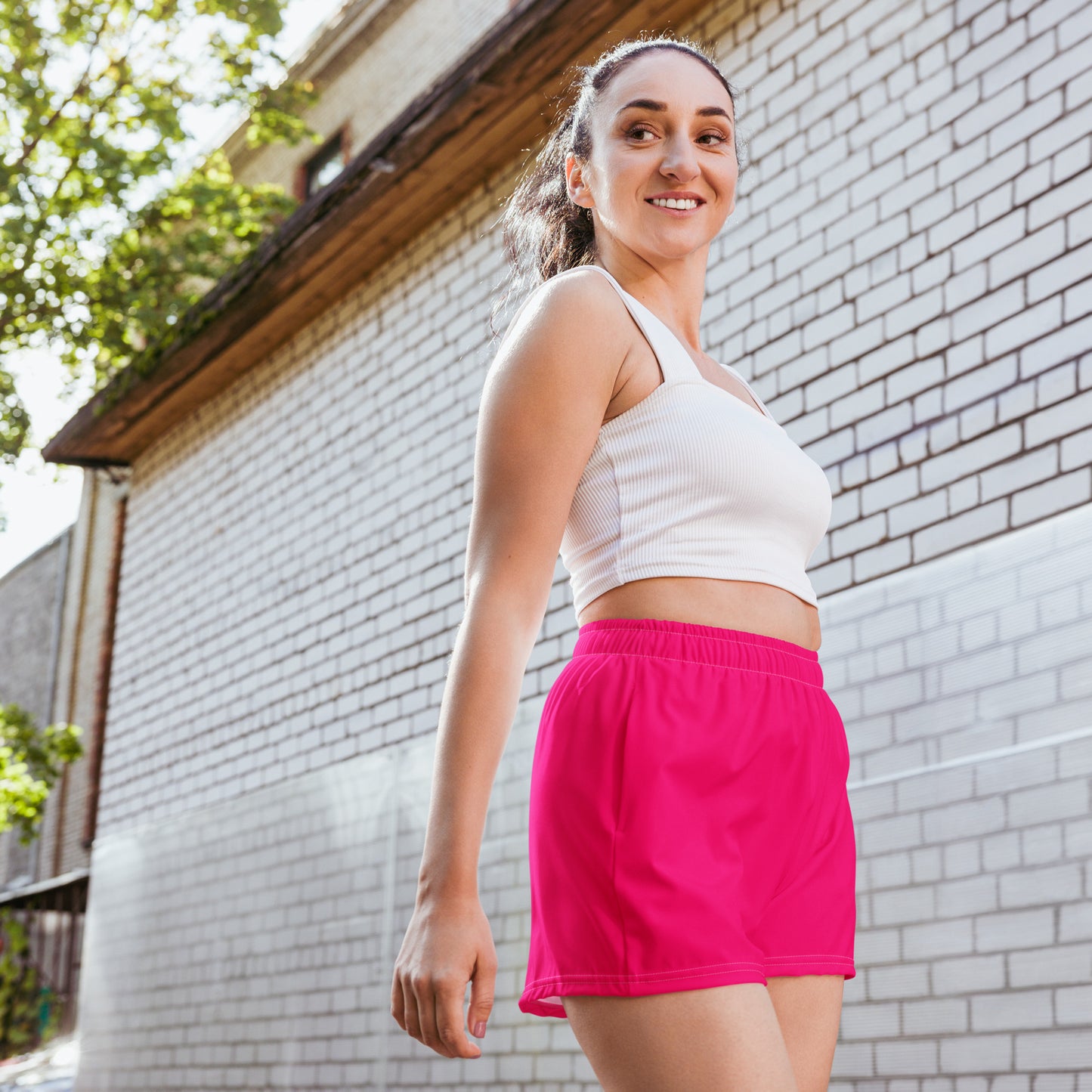 FLAKOUT Sport Fuchsia Burst Women’s Recycled Athletic Shorts - FLAKOUT