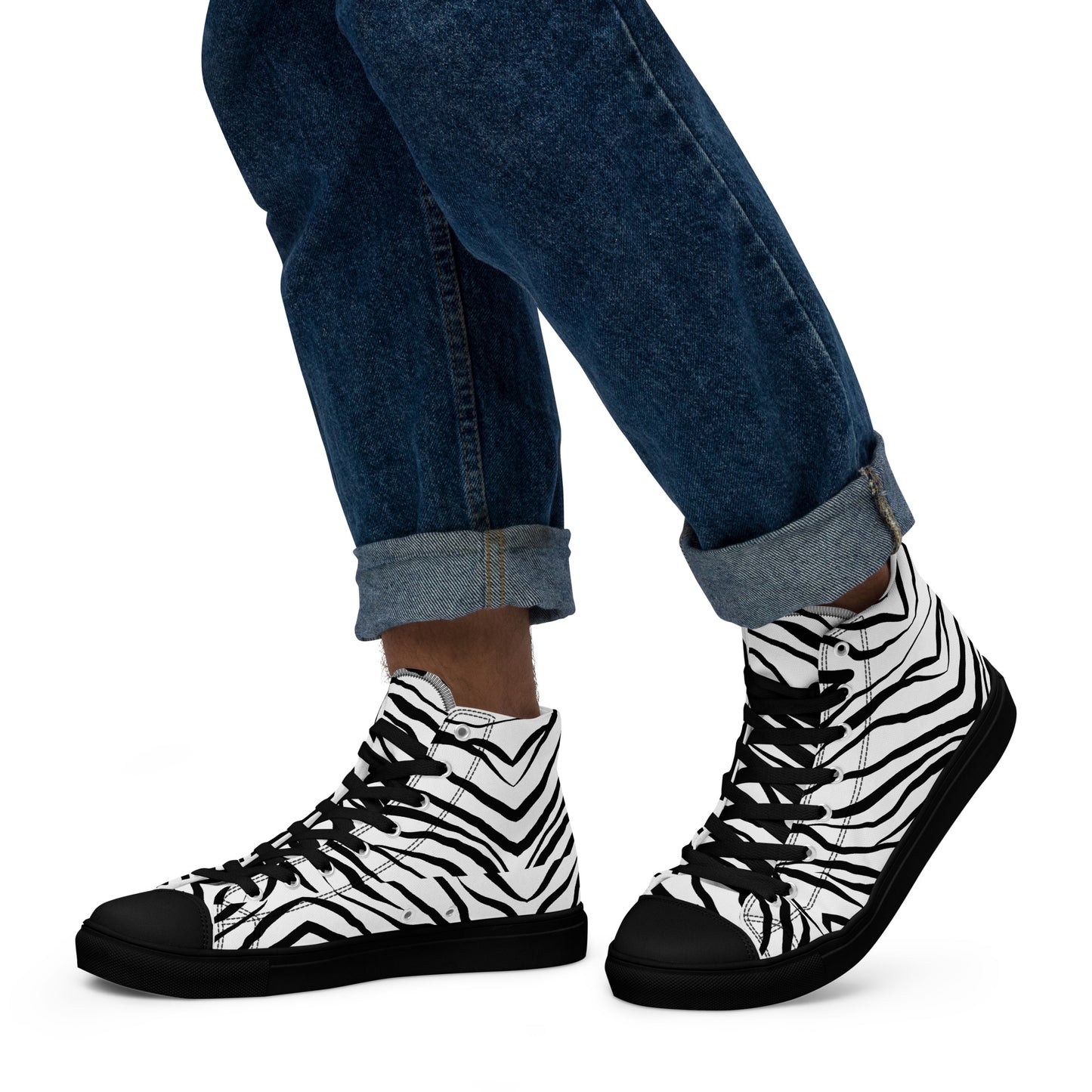 Striped Zebra Vibrance Men’s High Top Canvas Shoes - FLAKOUT