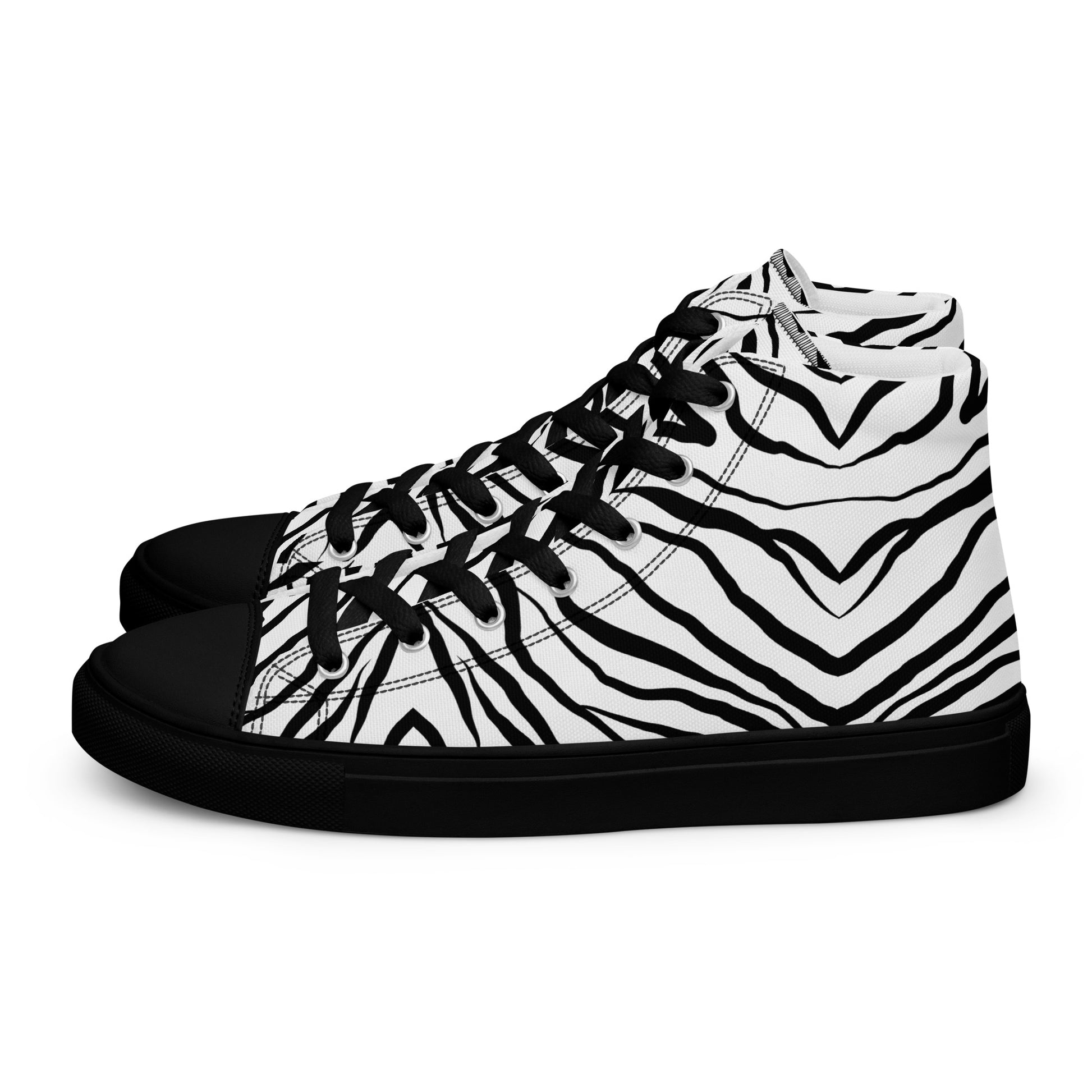 Striped Zebra Vibrance Men’s High Top Canvas Shoes - FLAKOUT