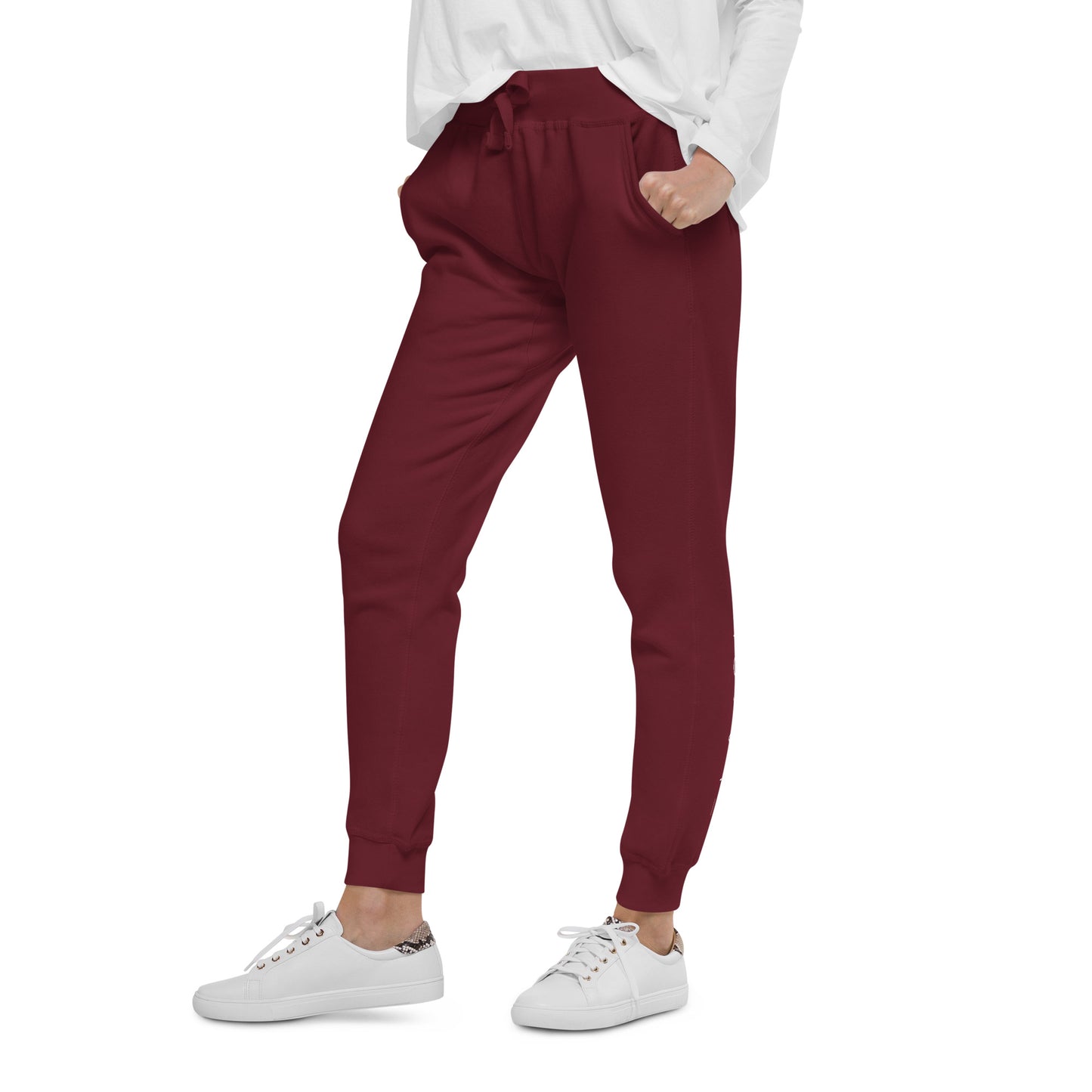 FLAKOUT Logo Back Leg Unisex Fleece Sweatpants - Maroon - FLAKOUT