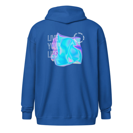 Vivid Existence Live Your Life Heavy Harmony Fusion Zip Hoodie - Royal - FLAKOUT