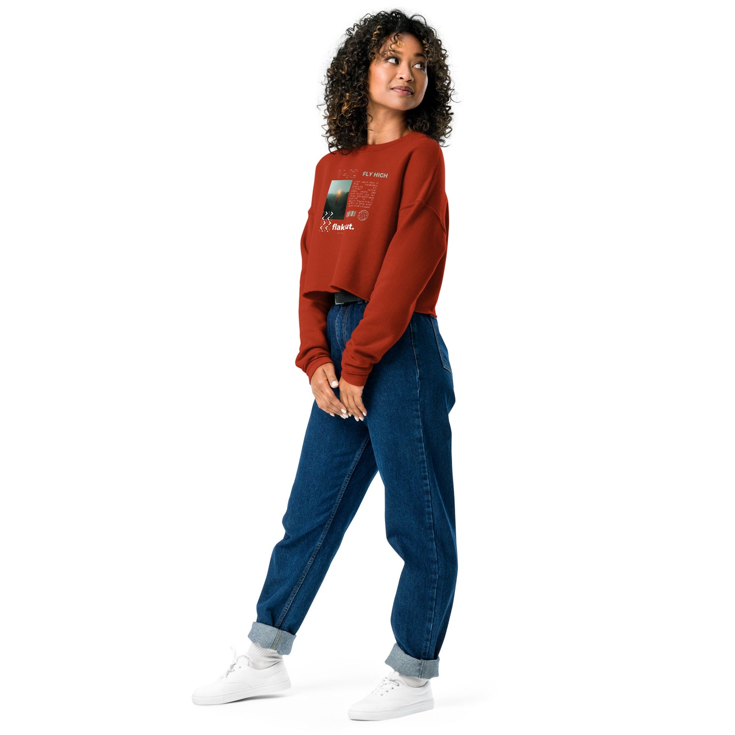 Fly High Voyager Women's Crop Sweatshirt - Brick - FLAKOUT