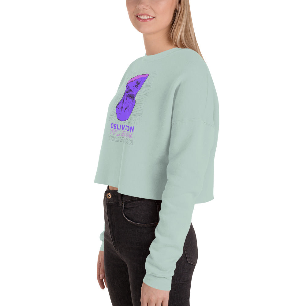 Violet Veil Of Oblivion Women's Crop Sweatshirt - Dusty Blue - FLAKOUT