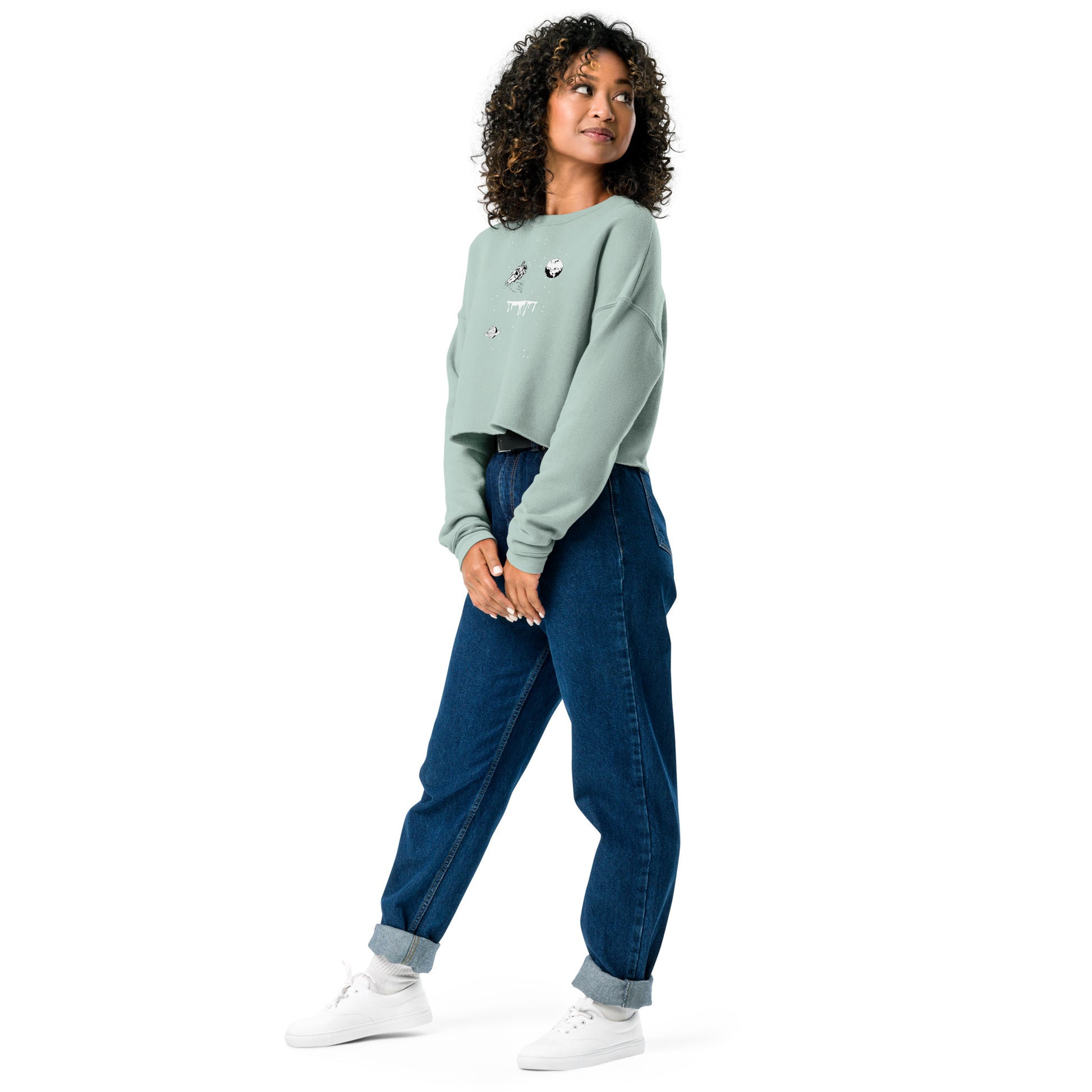 Astronaut Women's Crop Sweatshirt - Dusty Blue - FLAKOUT