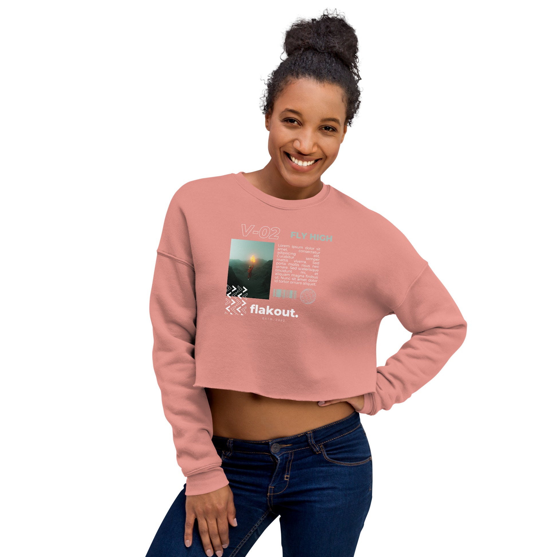 Fly High Voyager Women's Crop Sweatshirt - Mauve - FLAKOUT