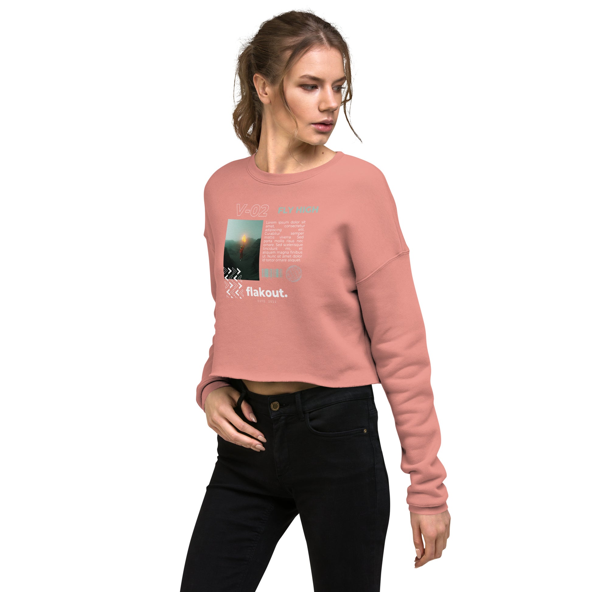 Fly High Voyager Women's Crop Sweatshirt - Mauve - FLAKOUT