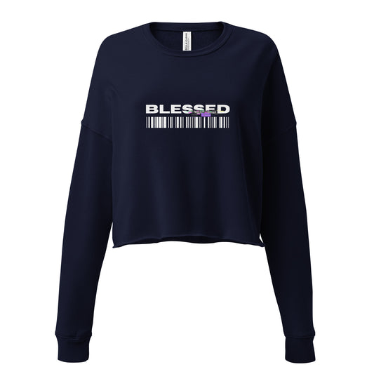 Divine Grace Blessed Women's Crop Sweatshirt - Navy - FLAKOUT