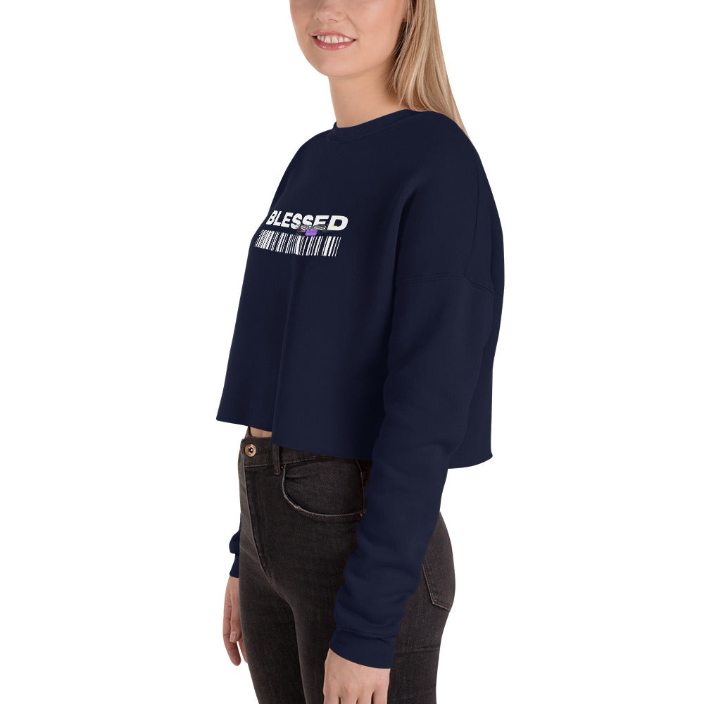 Divine Grace Blessed Women's Crop Sweatshirt - Navy - FLAKOUT