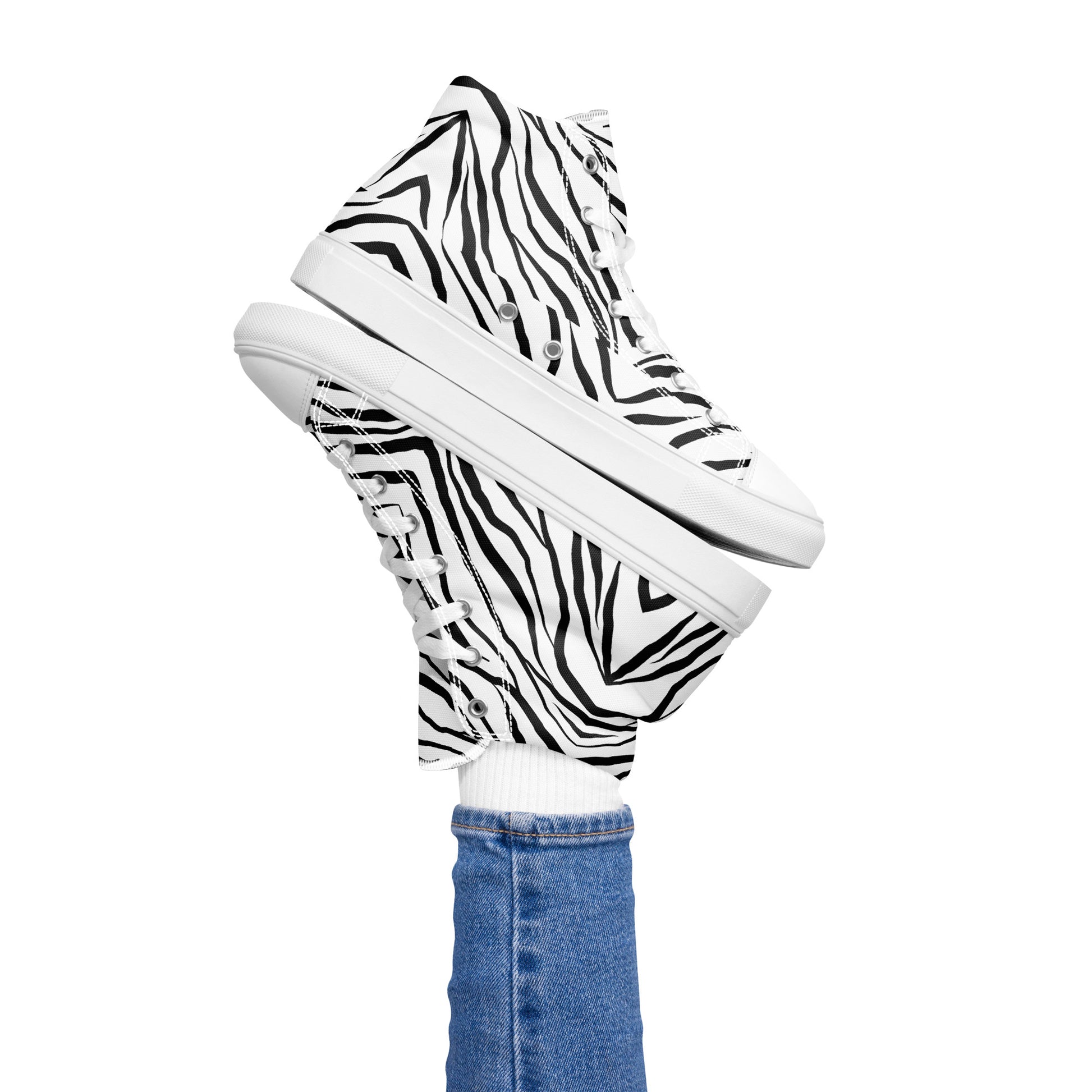 Striped Zebra Vibrance Women’s High Top Canvas Shoes - FLAKOUT