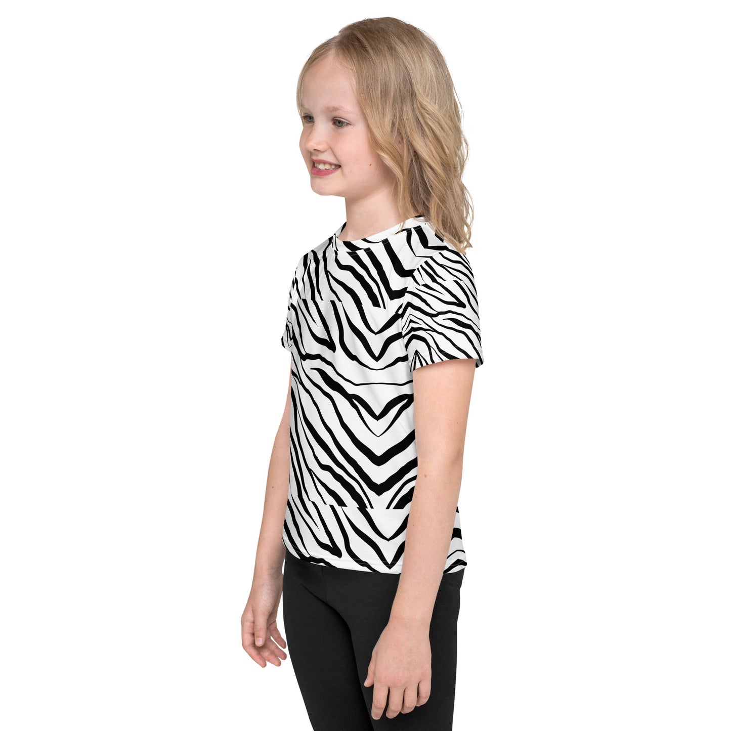 Striped Zebra Vibrance Kid's Crew Neck T-shirt - FLAKOUT