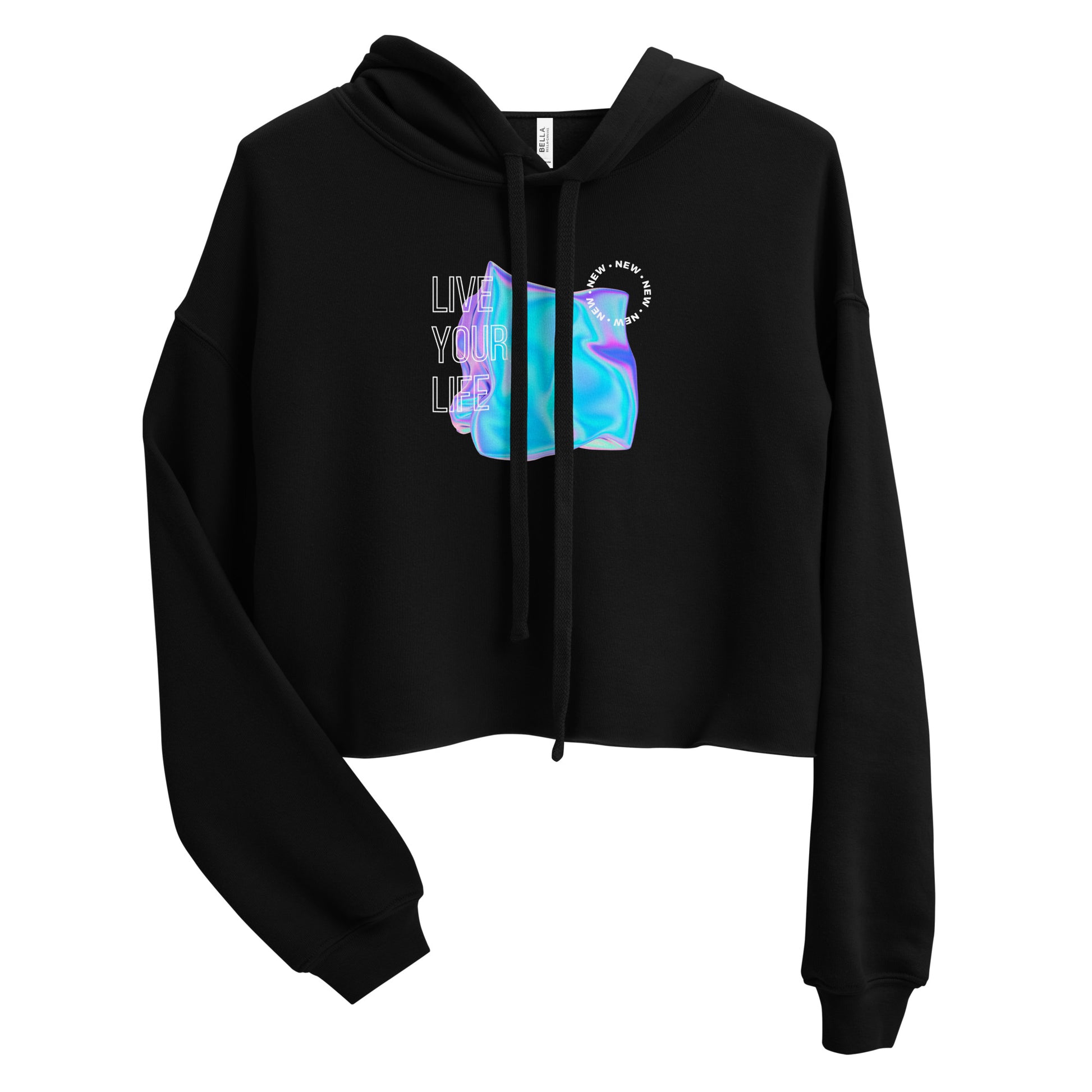 Vivid Existence Live Your Life Women's Crop Hoodie - FLAKOUT