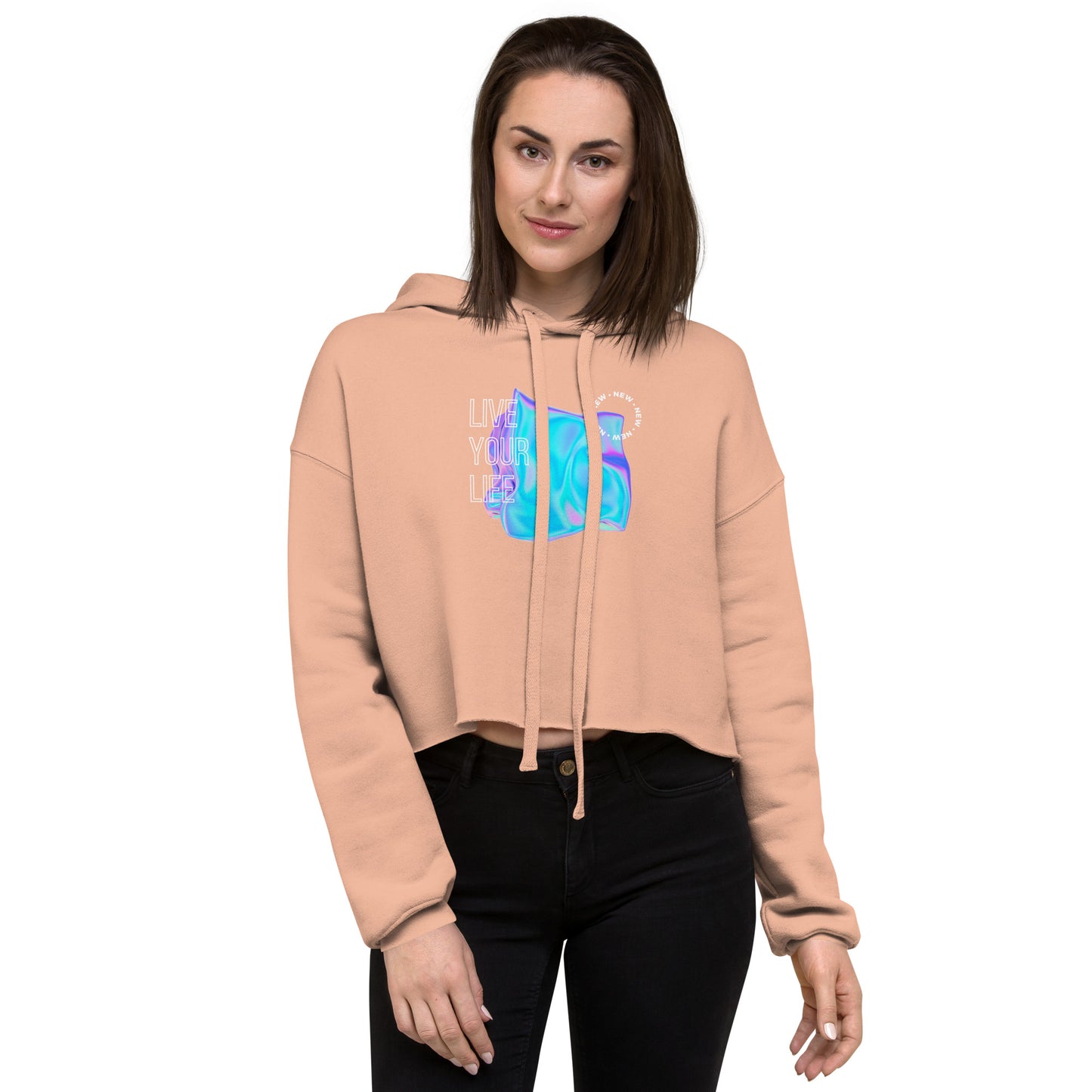 Vivid Existence Live Your Life Women's Crop Hoodie - FLAKOUT