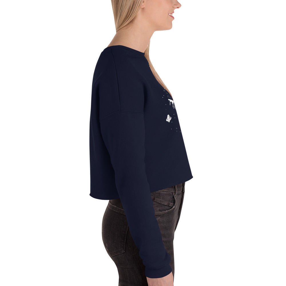 Astronaut Women's Crop Sweatshirt - Navy - FLAKOUT